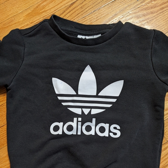 Adidas Kids Sweater 2T black child long sleeve outdoor boys girls unisex crew - Picture 3 of 12